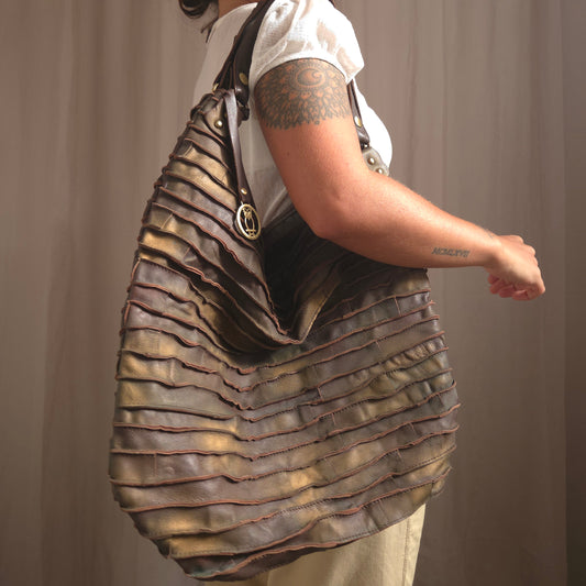 Vintage Ribbed Shoulder Bag