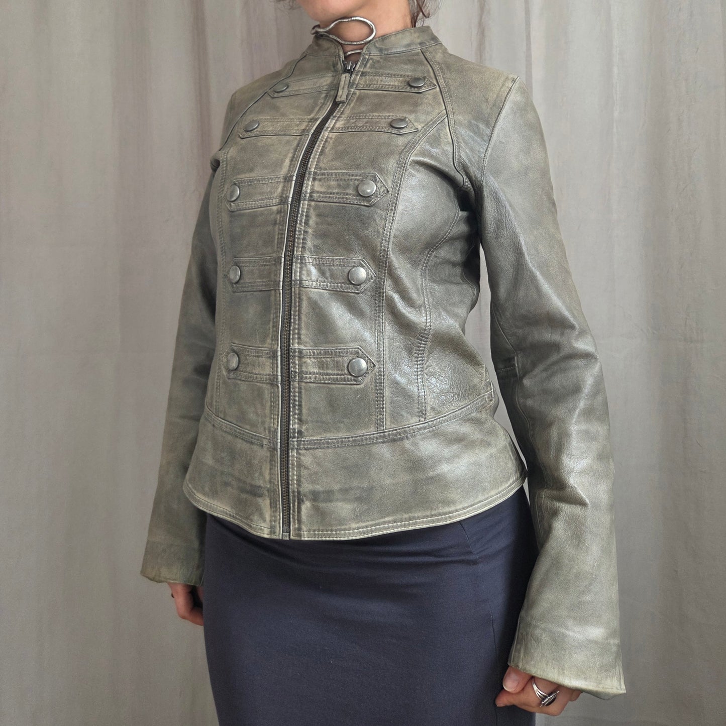 Green Studed Military Jacket