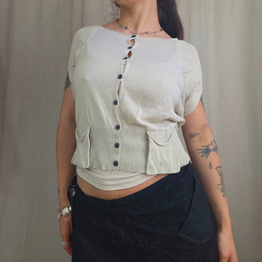 Button Short Sleeve Top