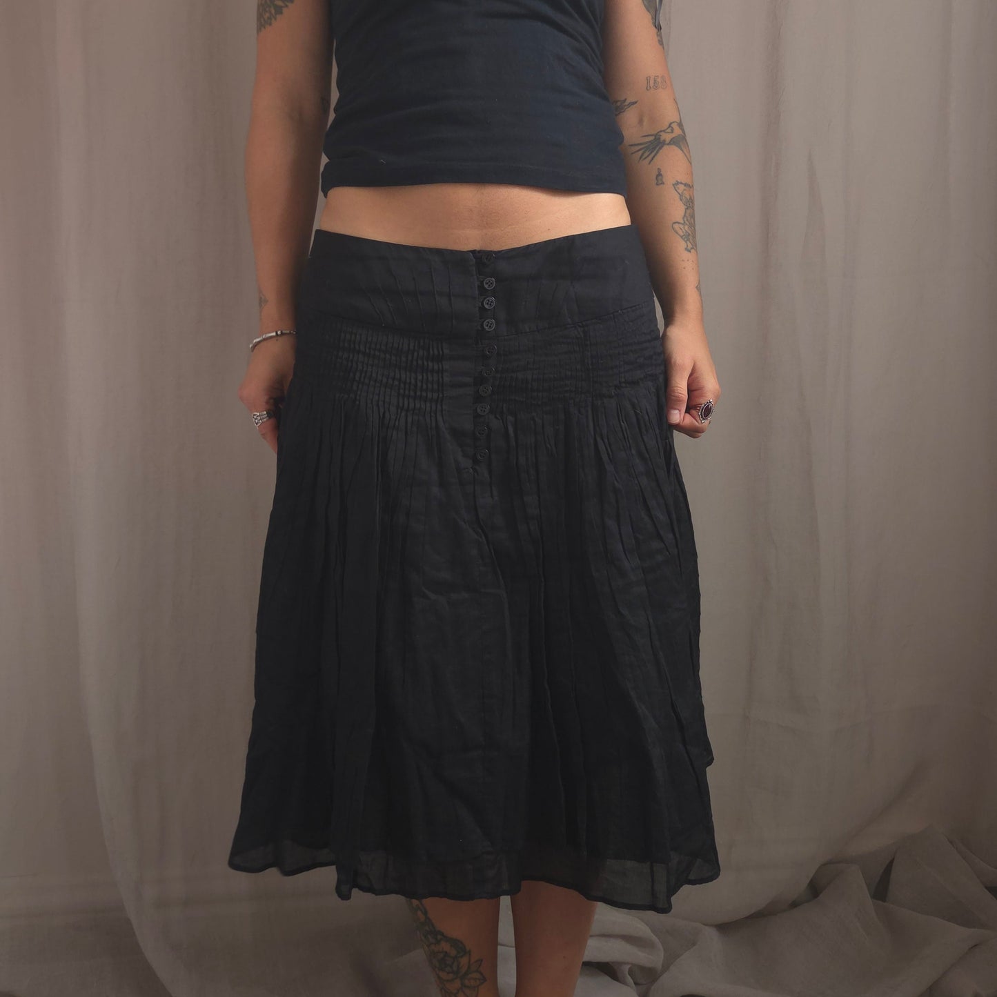 Button Midi Skirt