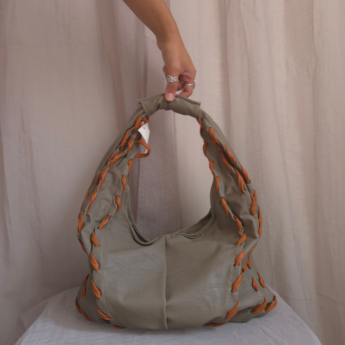 Vintage Lace Up hobo bag