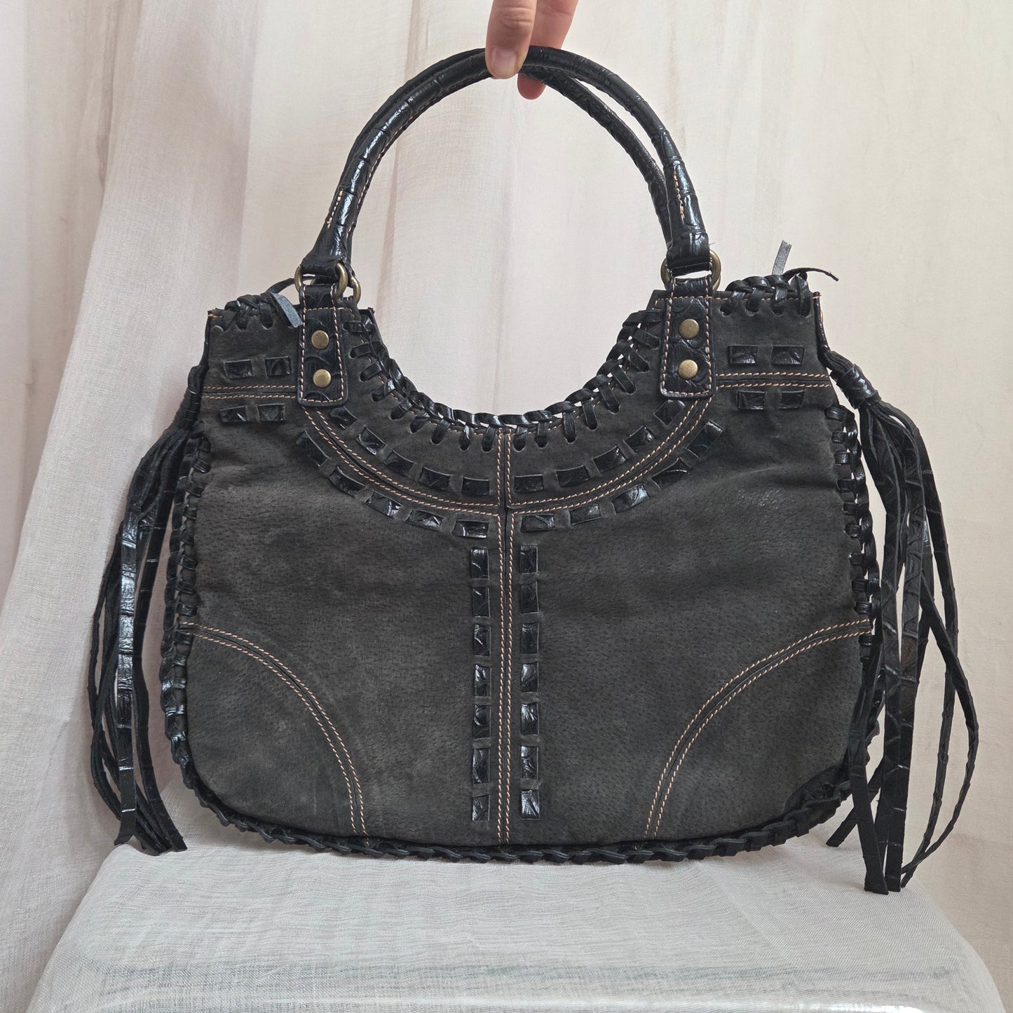 Vintage Suede Tassel Bag