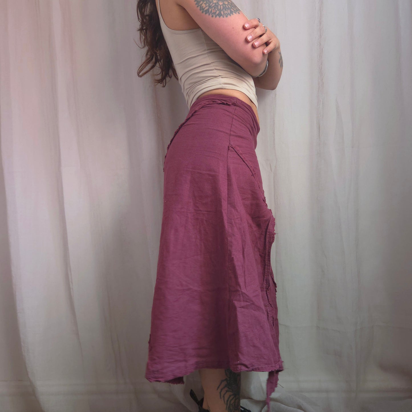 Vintage Linen Asymmetrical Skirt