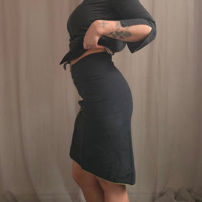 Asymmetrical zip midi skirt