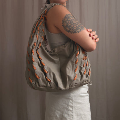 Vintage Lace Up hobo bag