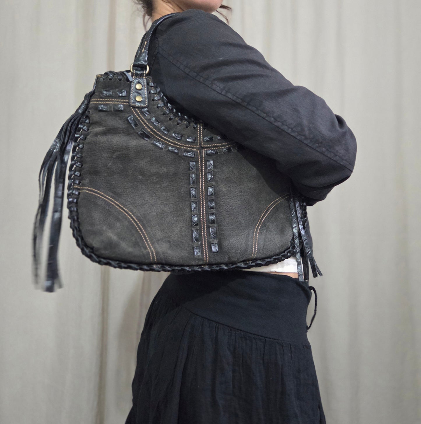 Vintage Suede Tassel Bag