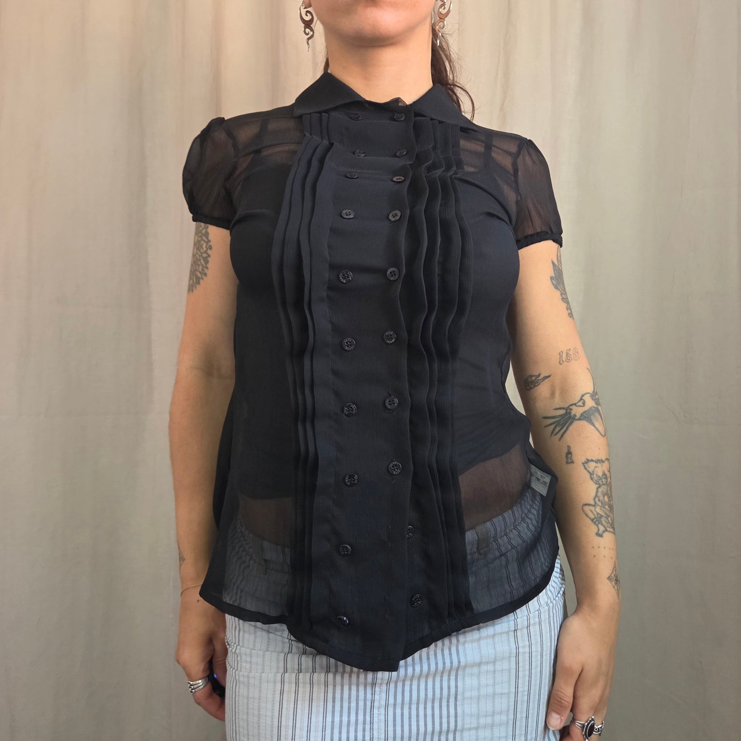 Double Button Sheer Shirt