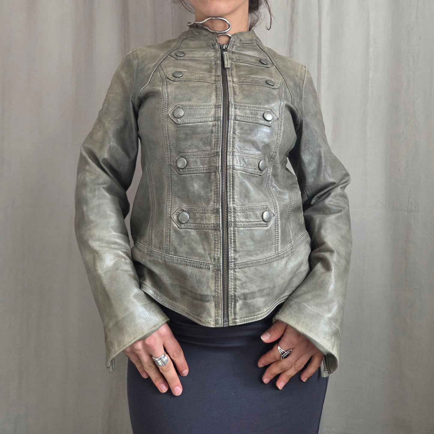 Green Studed Military Jacket