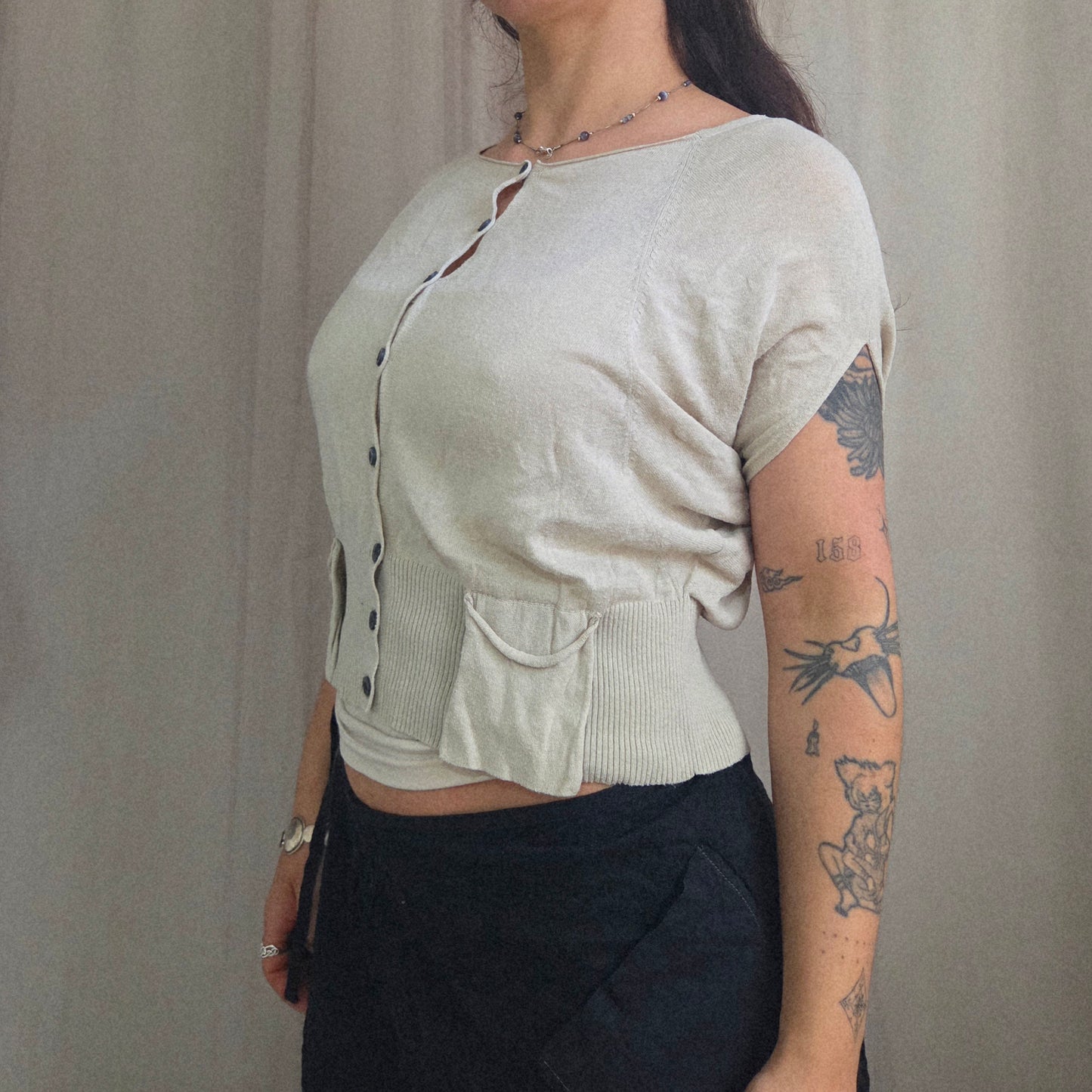 Button Short Sleeve Top