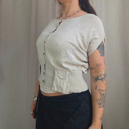 Button Short Sleeve Top