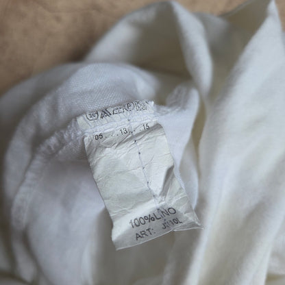 Linen Waste Band Button Capri Pants