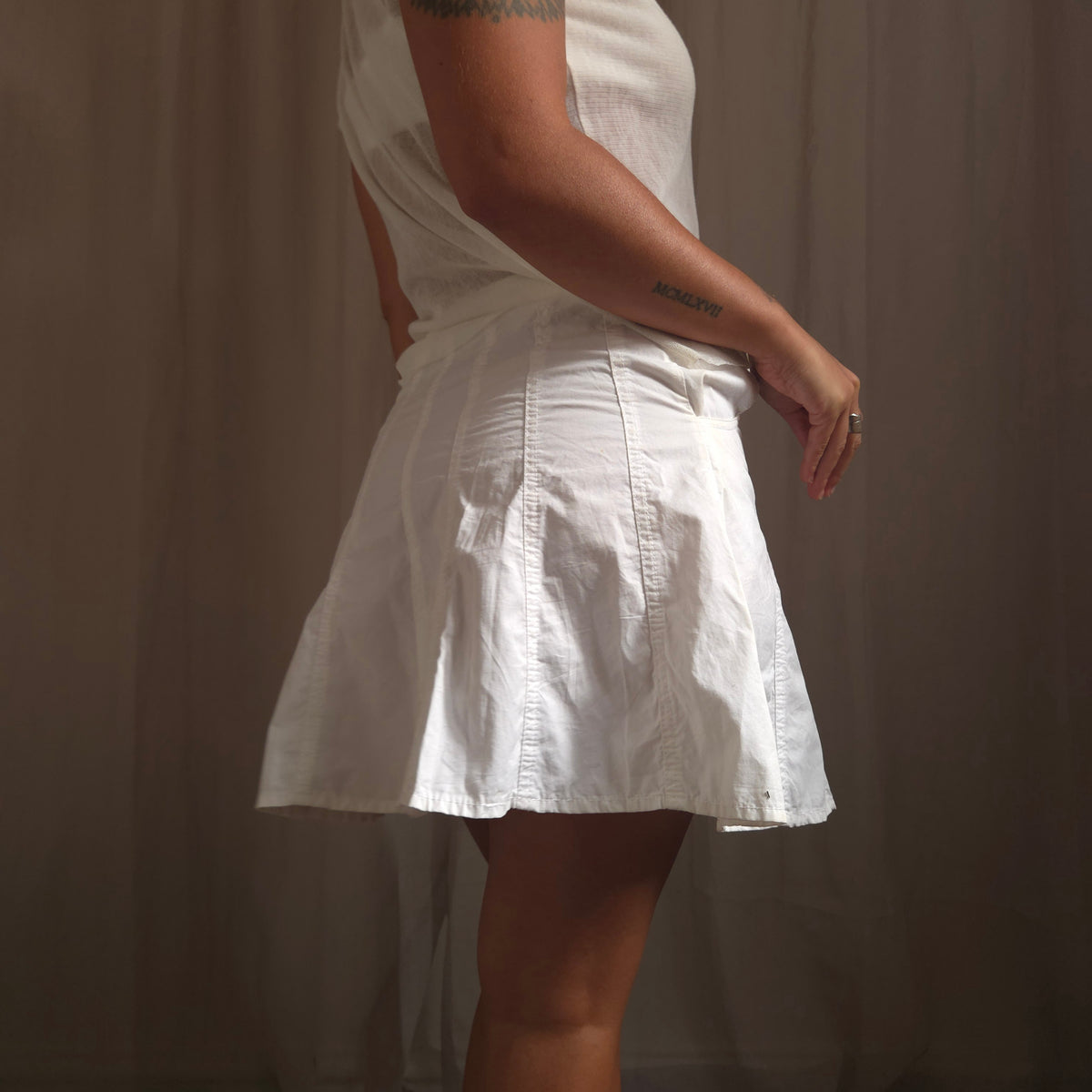 Button Pleated Skirt