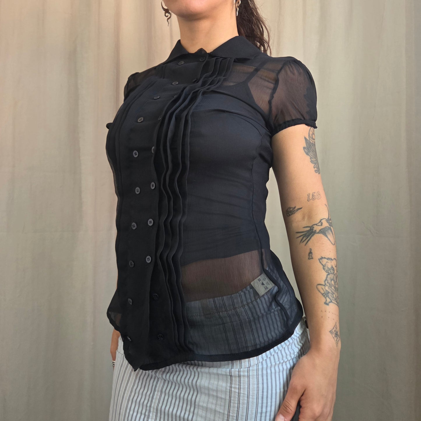 Double Button Sheer Shirt