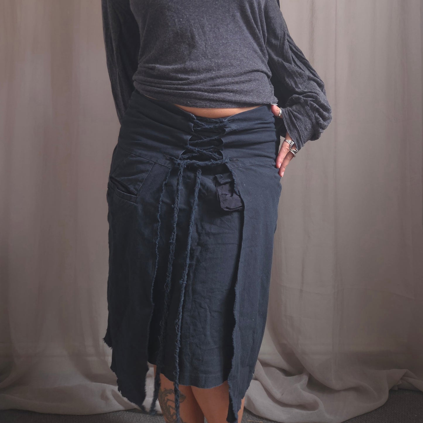 IKKS lace up skirt