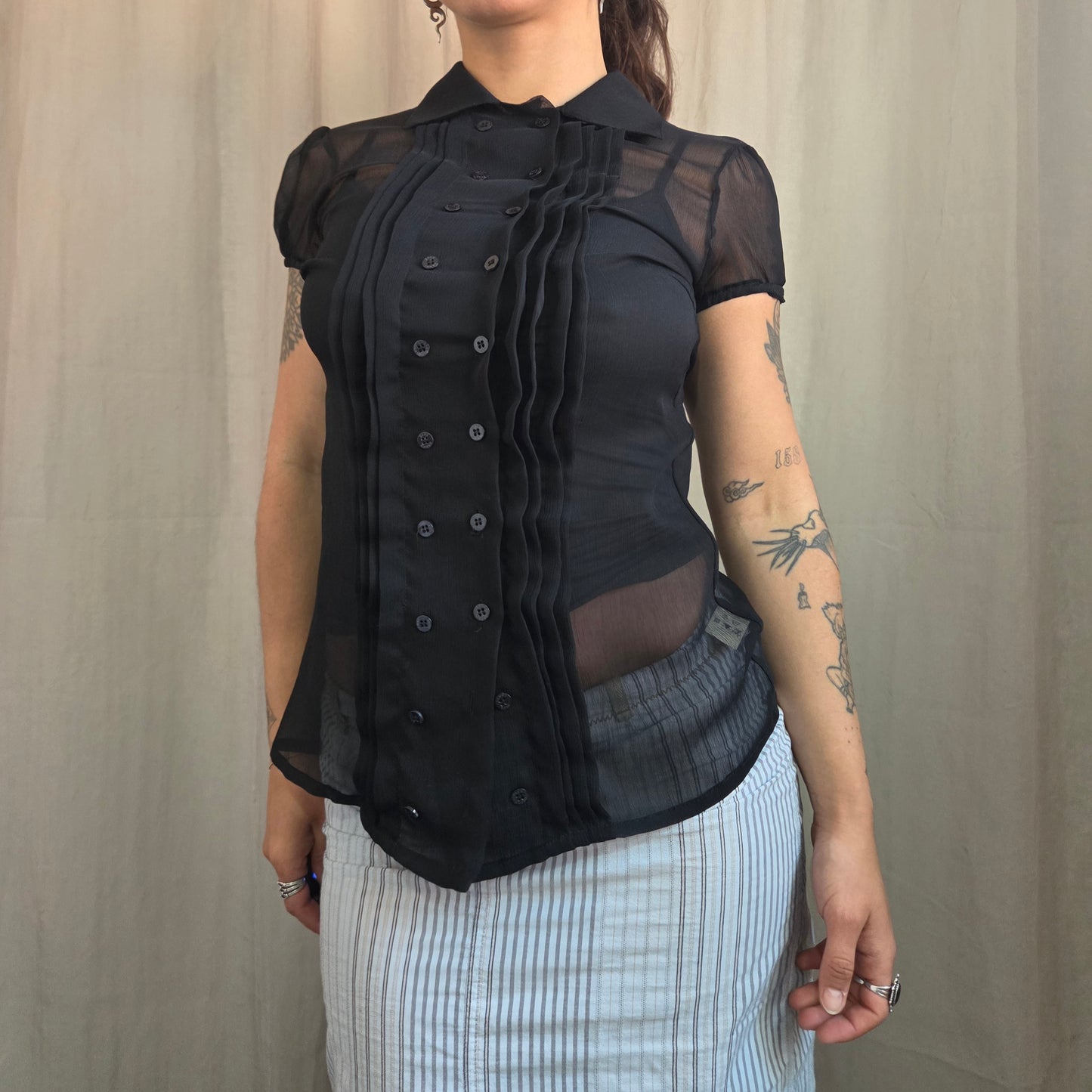 Double Button Sheer Shirt