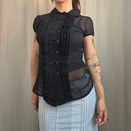 Double Button Sheer Shirt