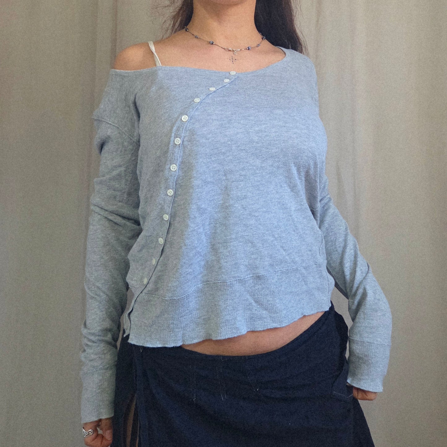 Vintage Buttons asymmetrical long sleeve