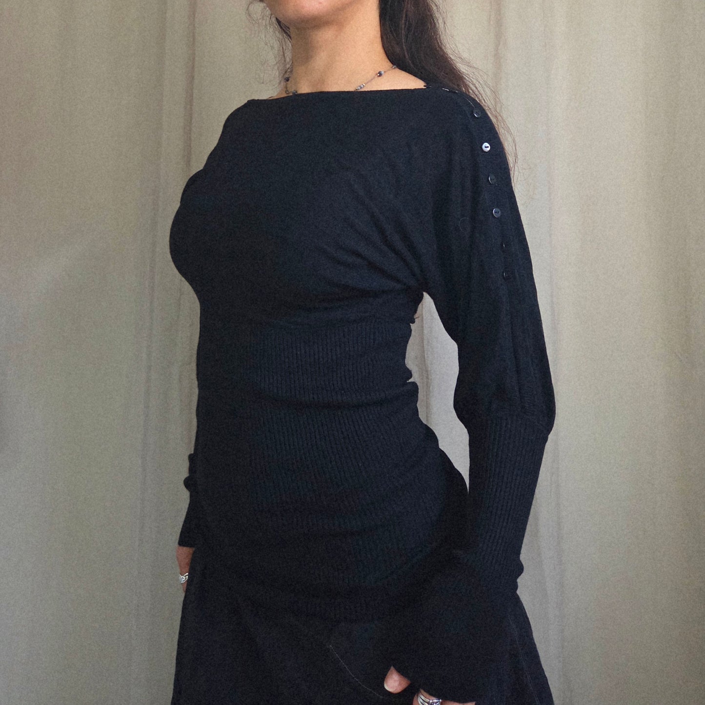 Vintage Batwing Button Jumper