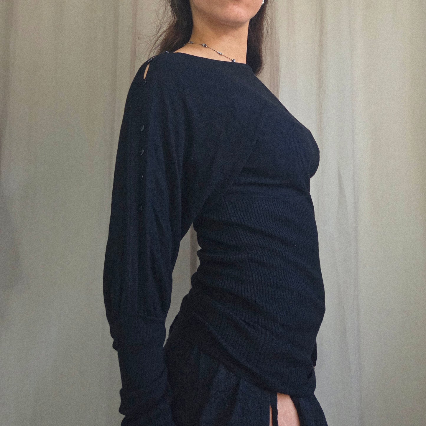 Vintage Batwing Button Jumper