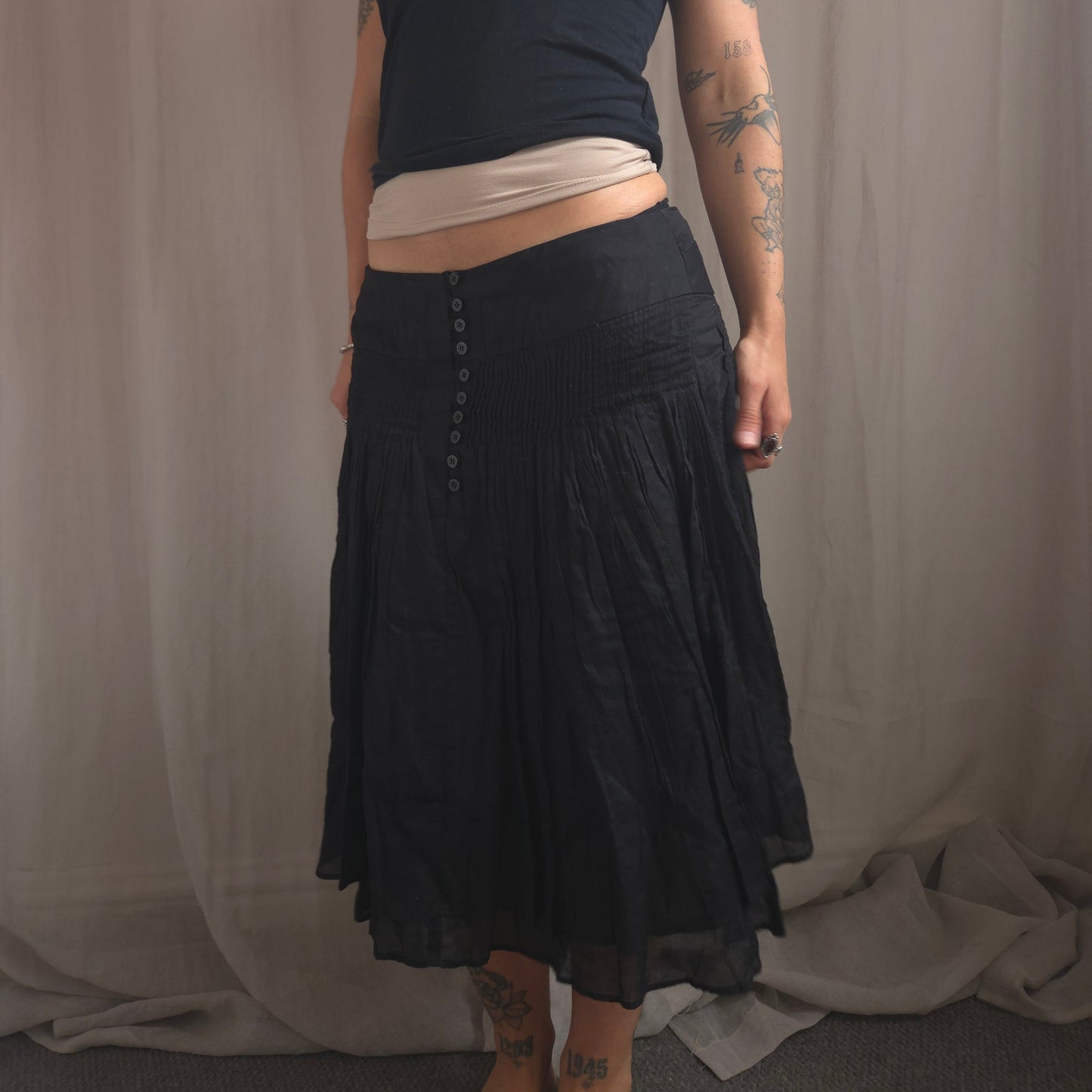 Button Midi Skirt