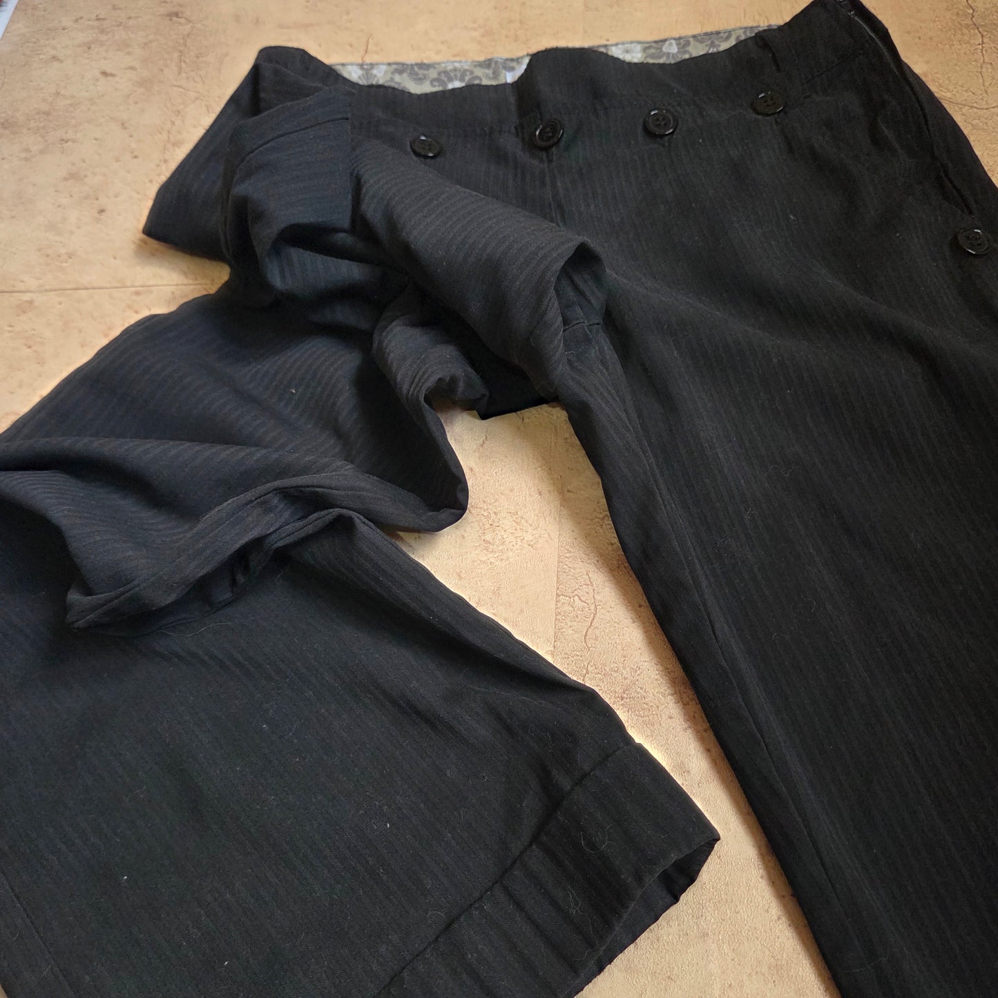 Vintage Button Striped Trousers