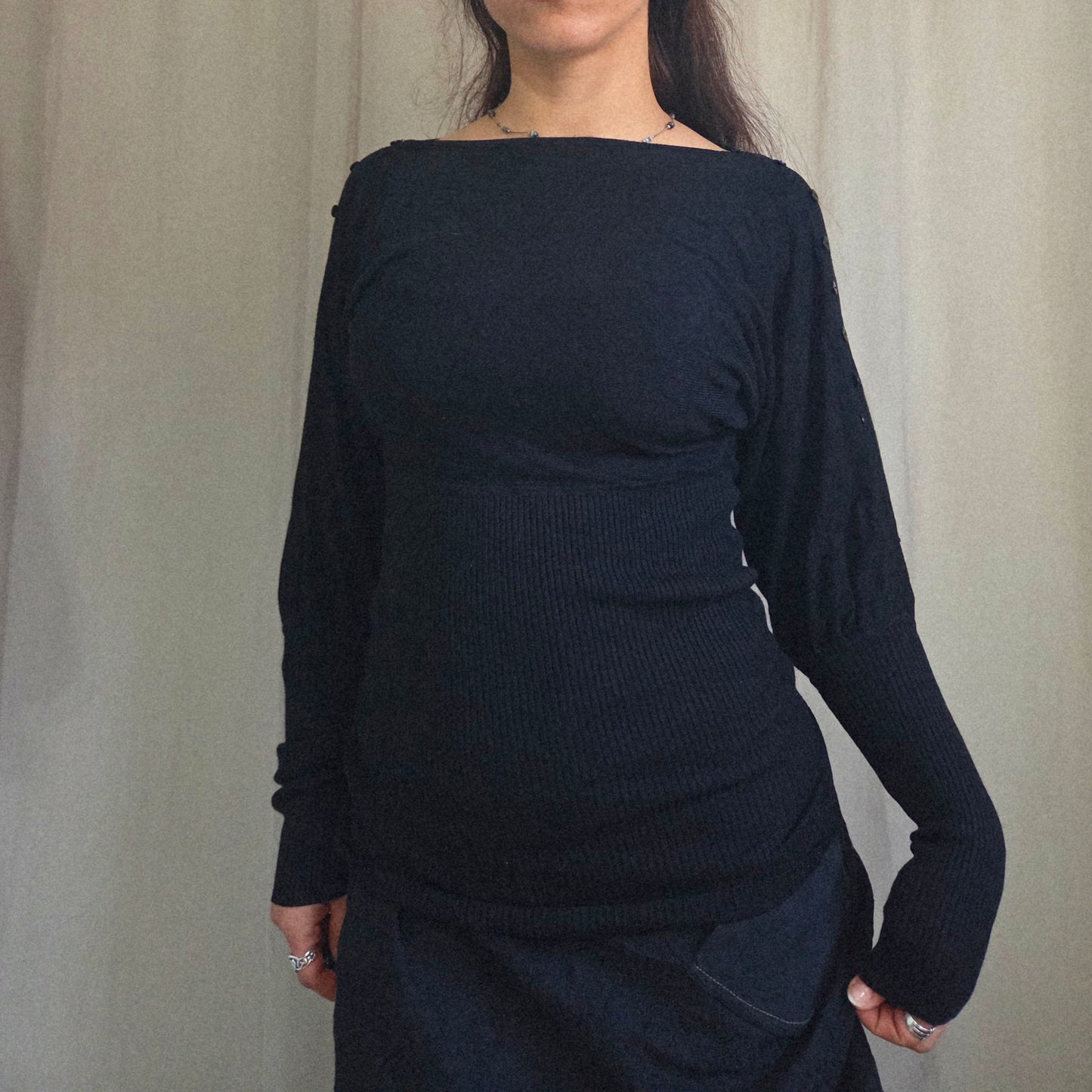 Vintage Batwing Button Jumper