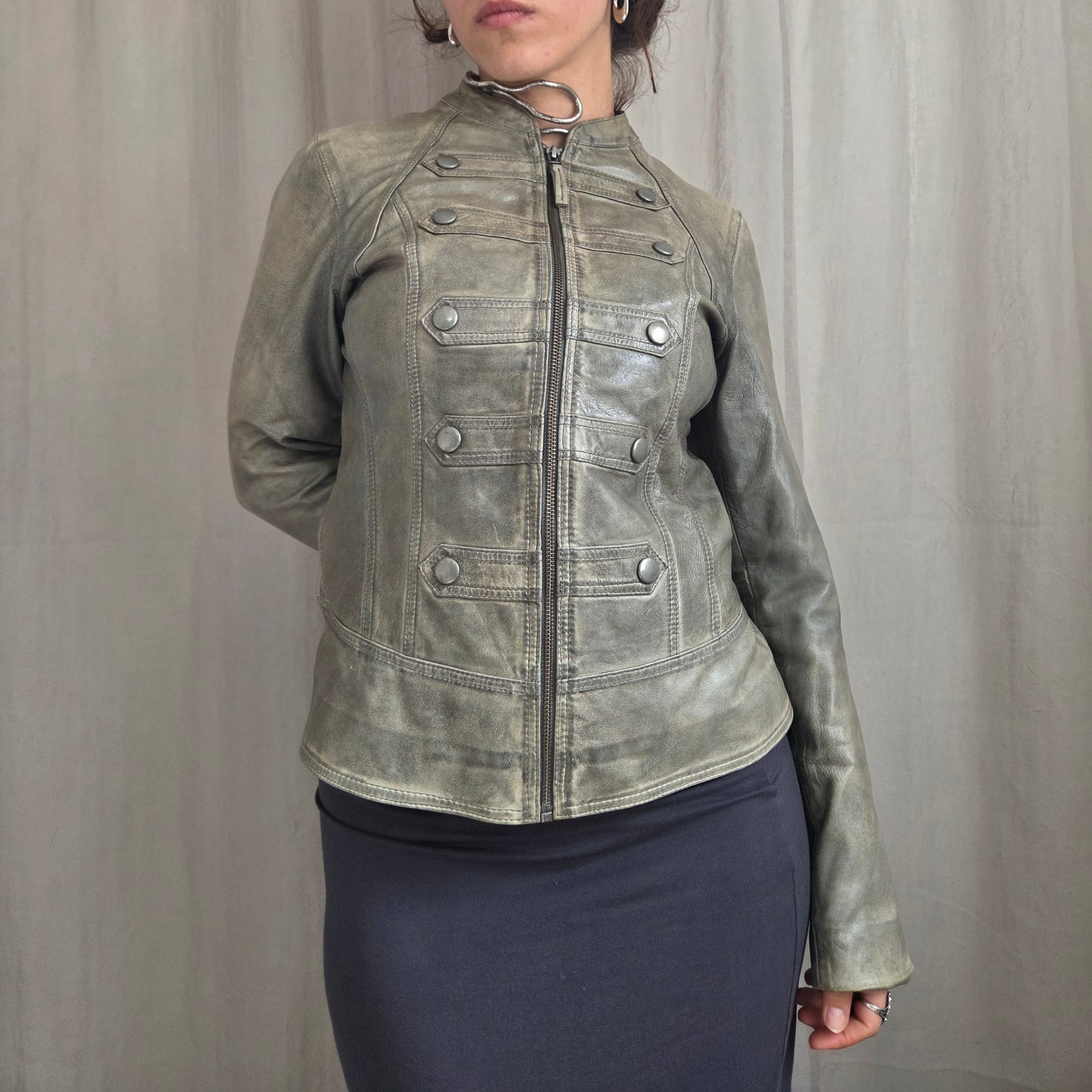 Green Studed Military Jacket