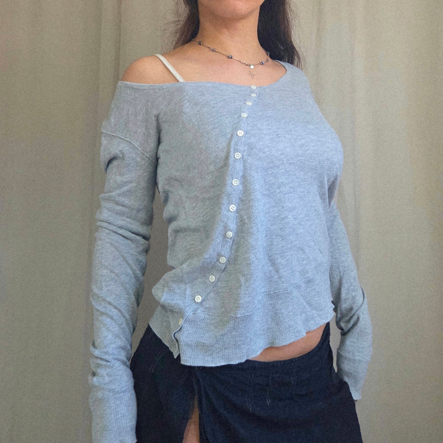 Vintage Buttons asymmetrical long sleeve